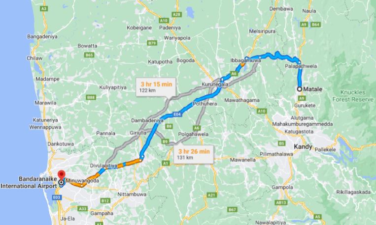 Privater Transfer von Matale City zum Flughafen Colombo (CMB)