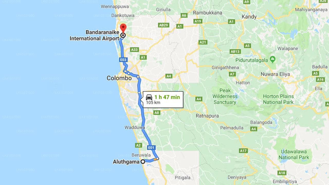 Privater Transfer von Aluthgama City zum Flughafen Colombo (CMB).