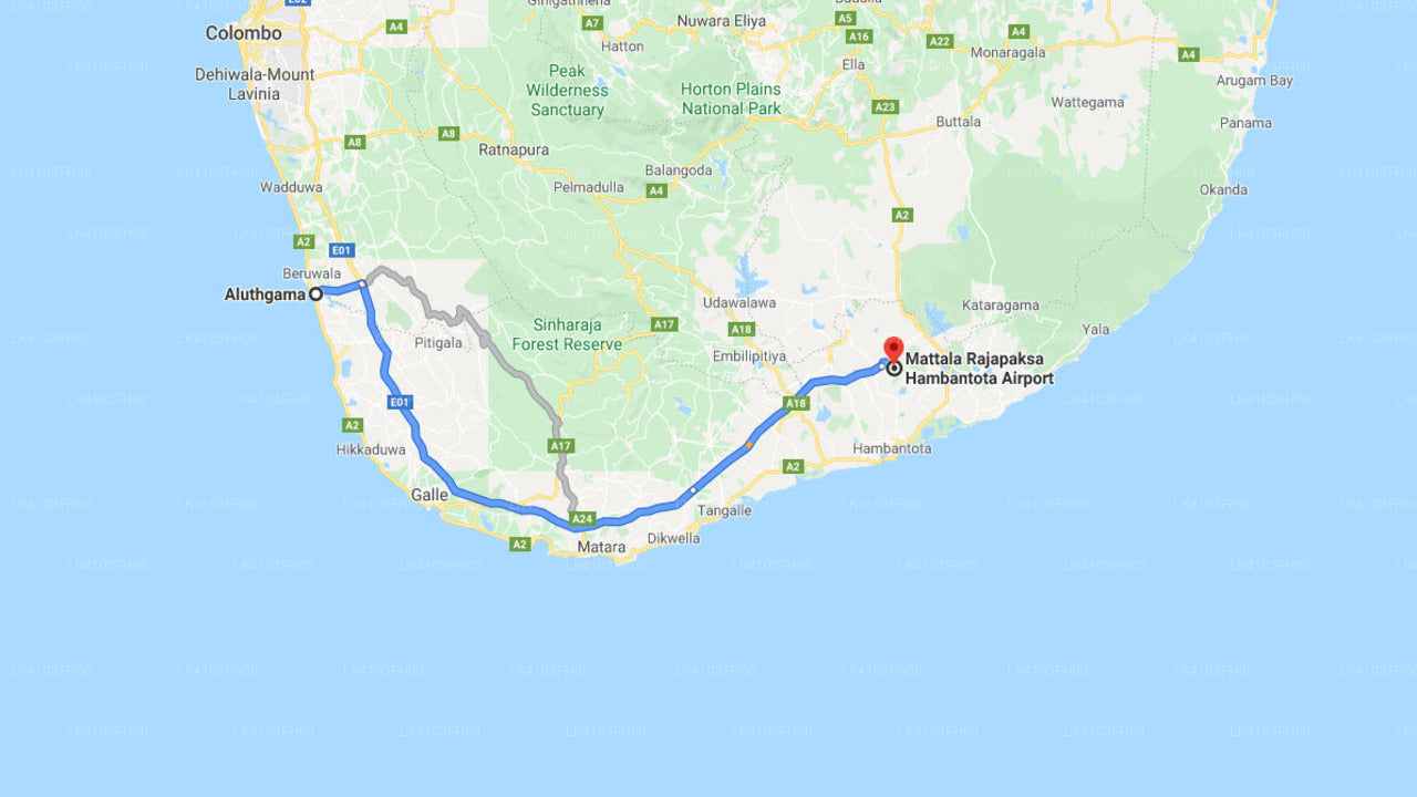 Privater Transfer von Aluthgama City zum Flughafen Mattala (HRI).