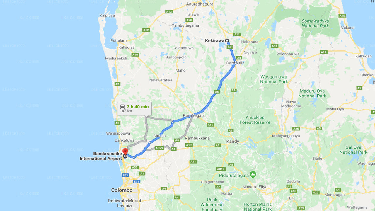 Privater Transfer vom Flughafen Colombo (CMB) nach Kakirawa City