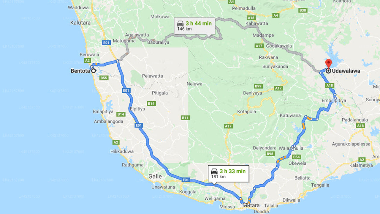 Privater Transfer von Bentota City nach Udawalawe City