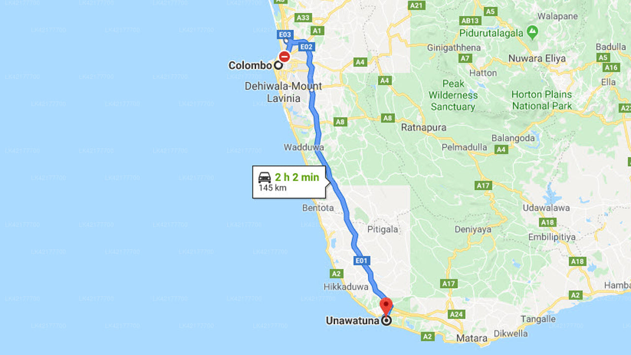 Privater Transfer von Colombo City nach Unawatuna City