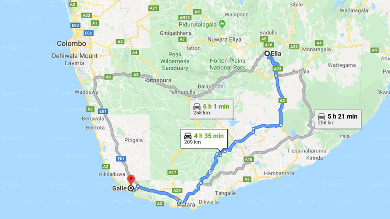 Privater Transfer von Ella City nach Galle City