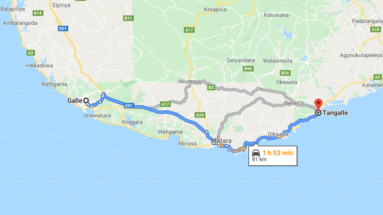 Privater Transfer von Galle City nach Tangalle City