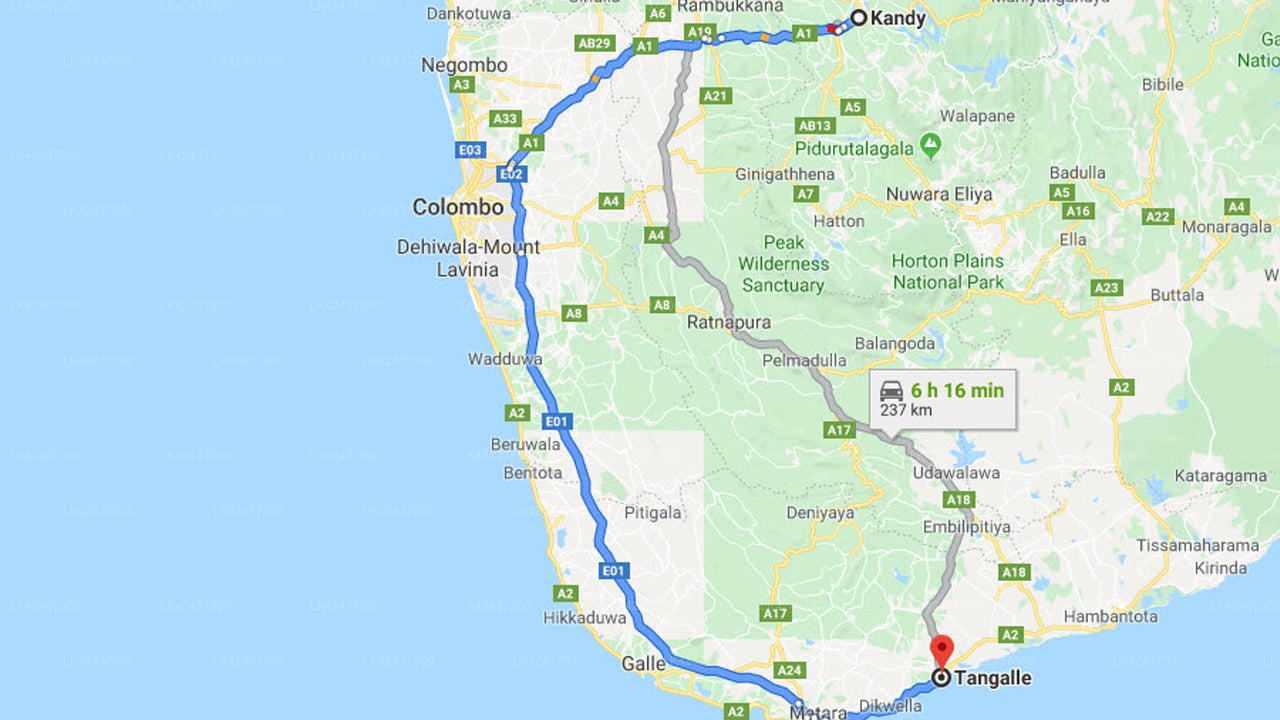 Privater Transfer von Kandy City nach Tangalle City