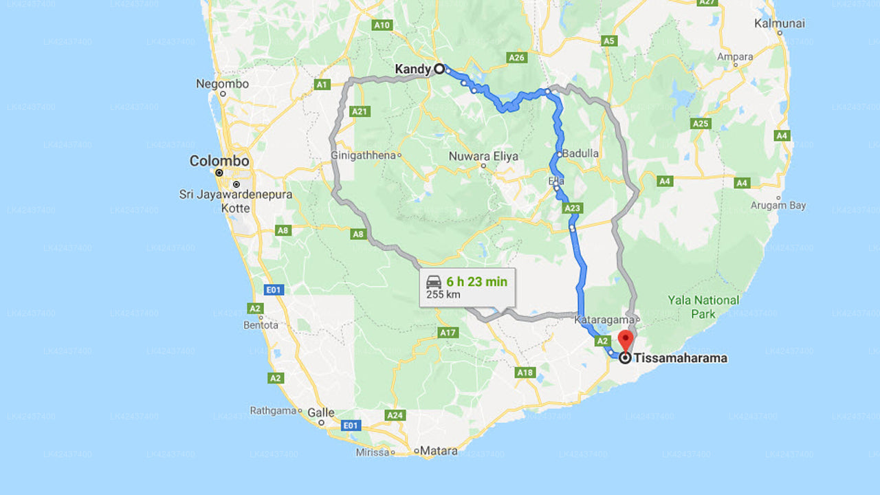Privater Transfer von Kandy City nach Tissamaharama City
