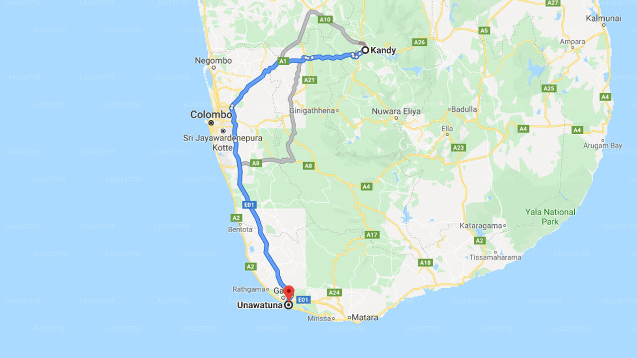 Privater Transfer von Kandy City nach Unawatuna City