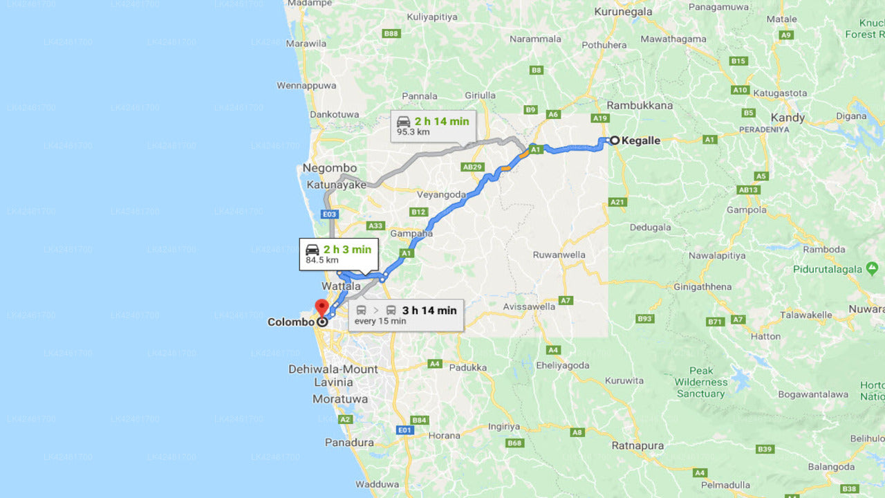 Privater Transfer von Kegalle City nach Colombo City