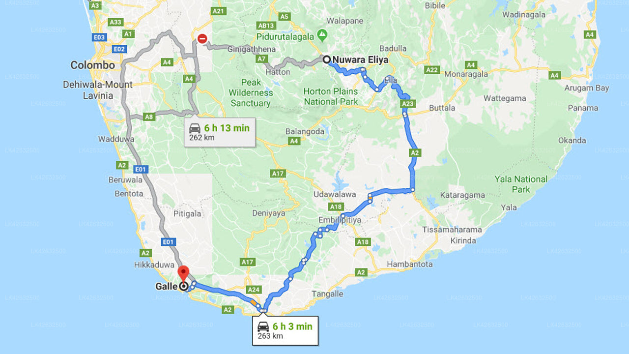 Privater Transfer von Nuwara Eliya City nach Galle City