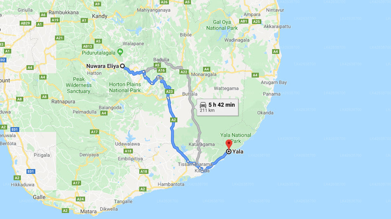 Privater Transfer von Nuwara Eliya City nach Yala City