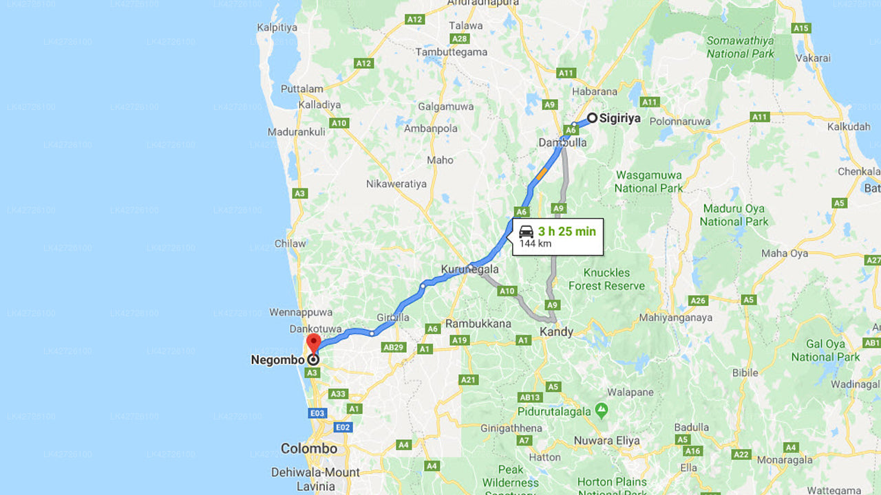 Privater Transfer von Sigiriya City nach Negombo City