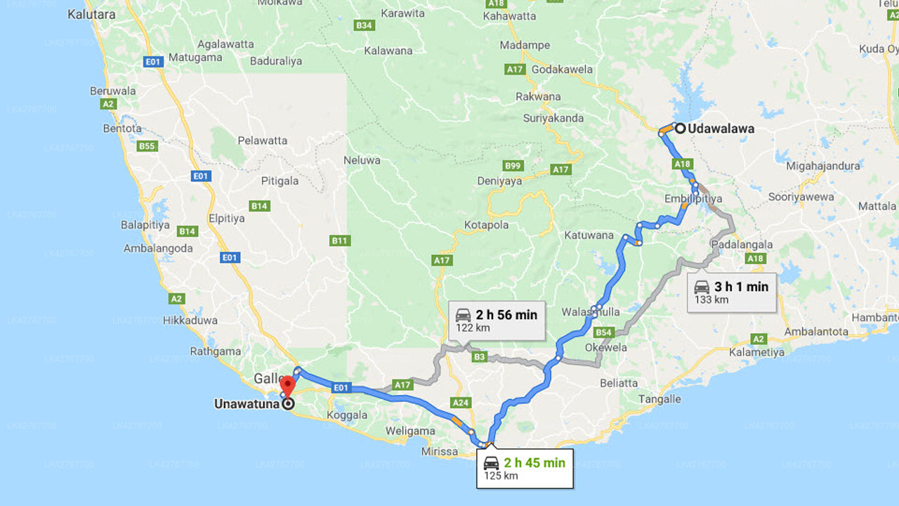Privater Transfer von Udawalawe City nach Unawatuna City