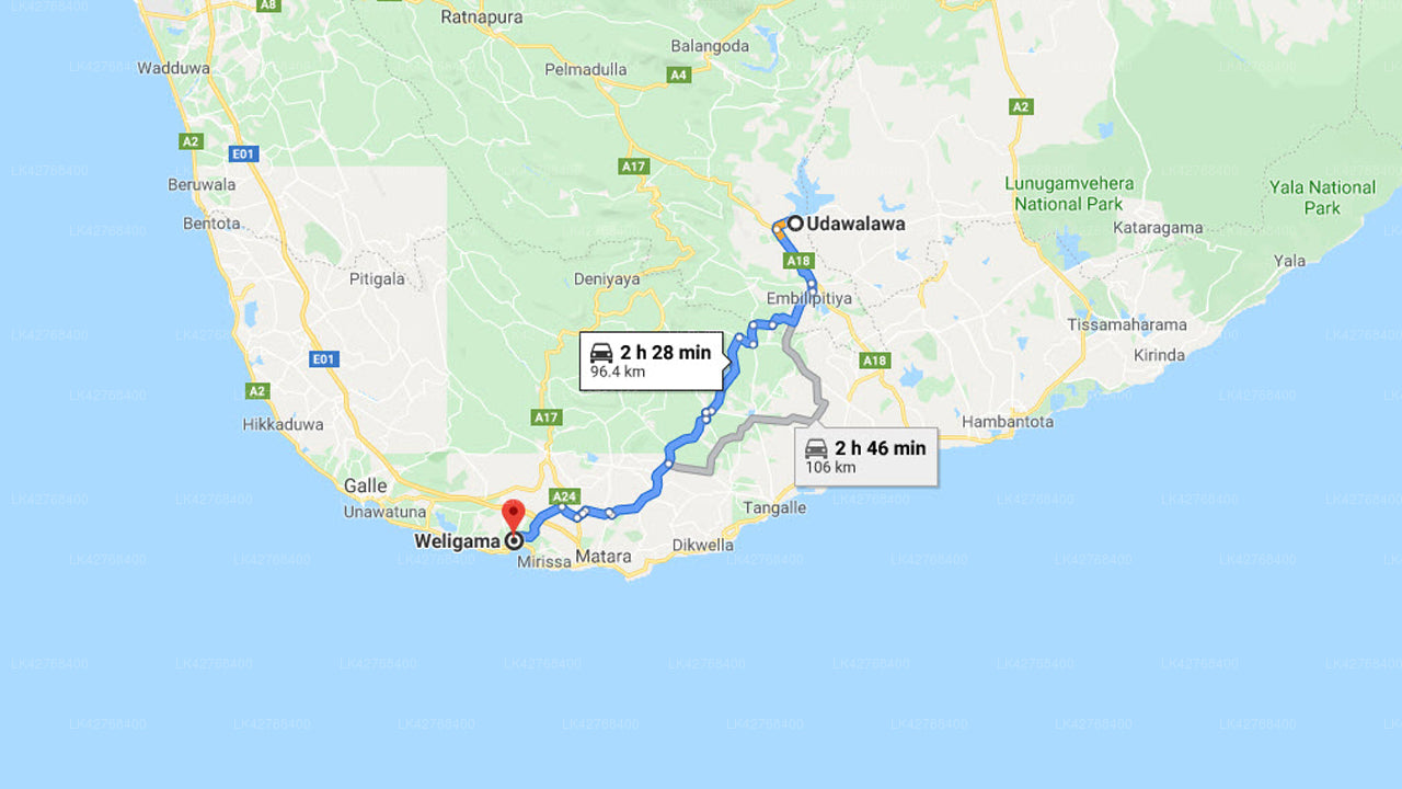 Privater Transfer von Udawalawe City nach Weligama City