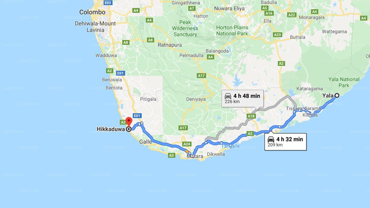 Privater Transfer von Yala City nach Hikkaduwa City