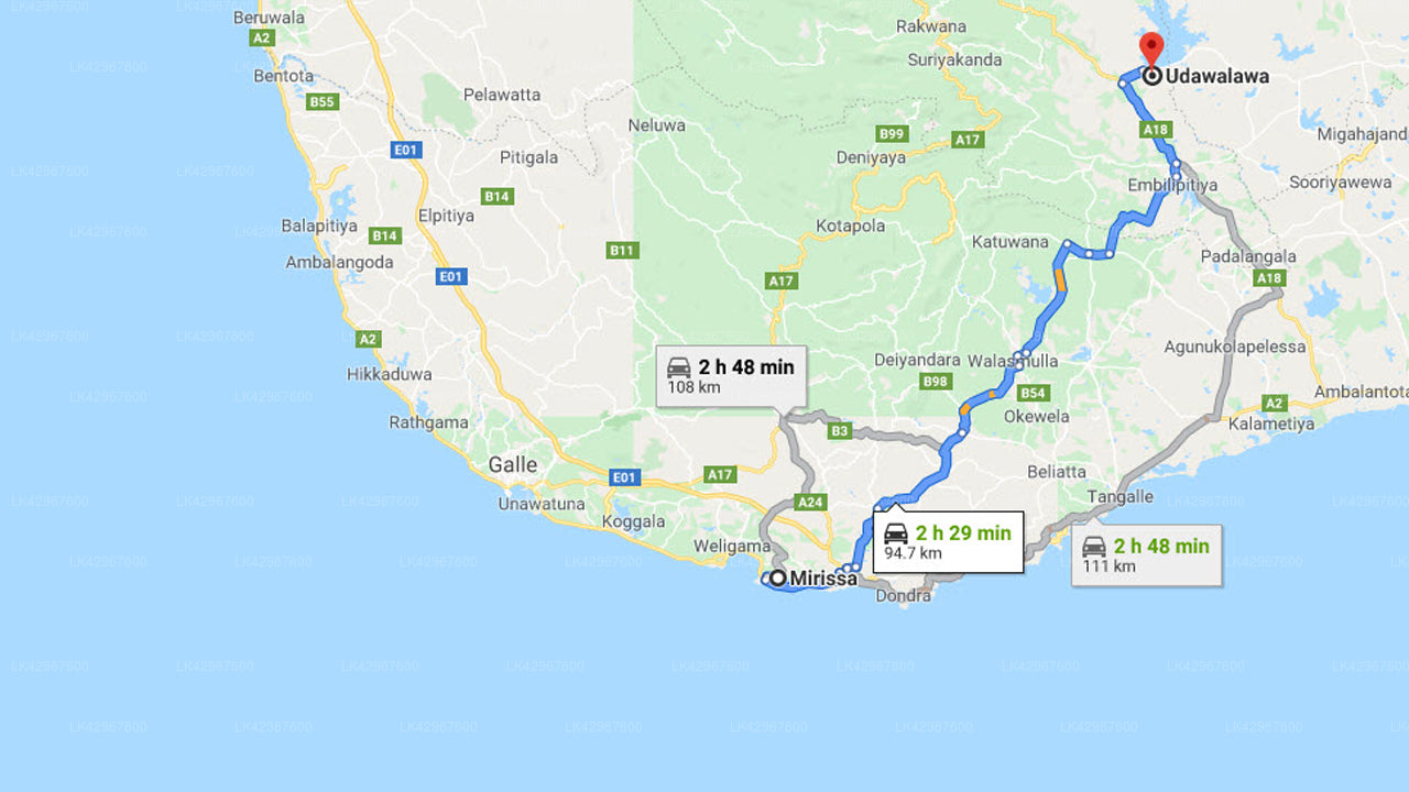 Privater Transfer von Mirissa City nach Udawalawe City