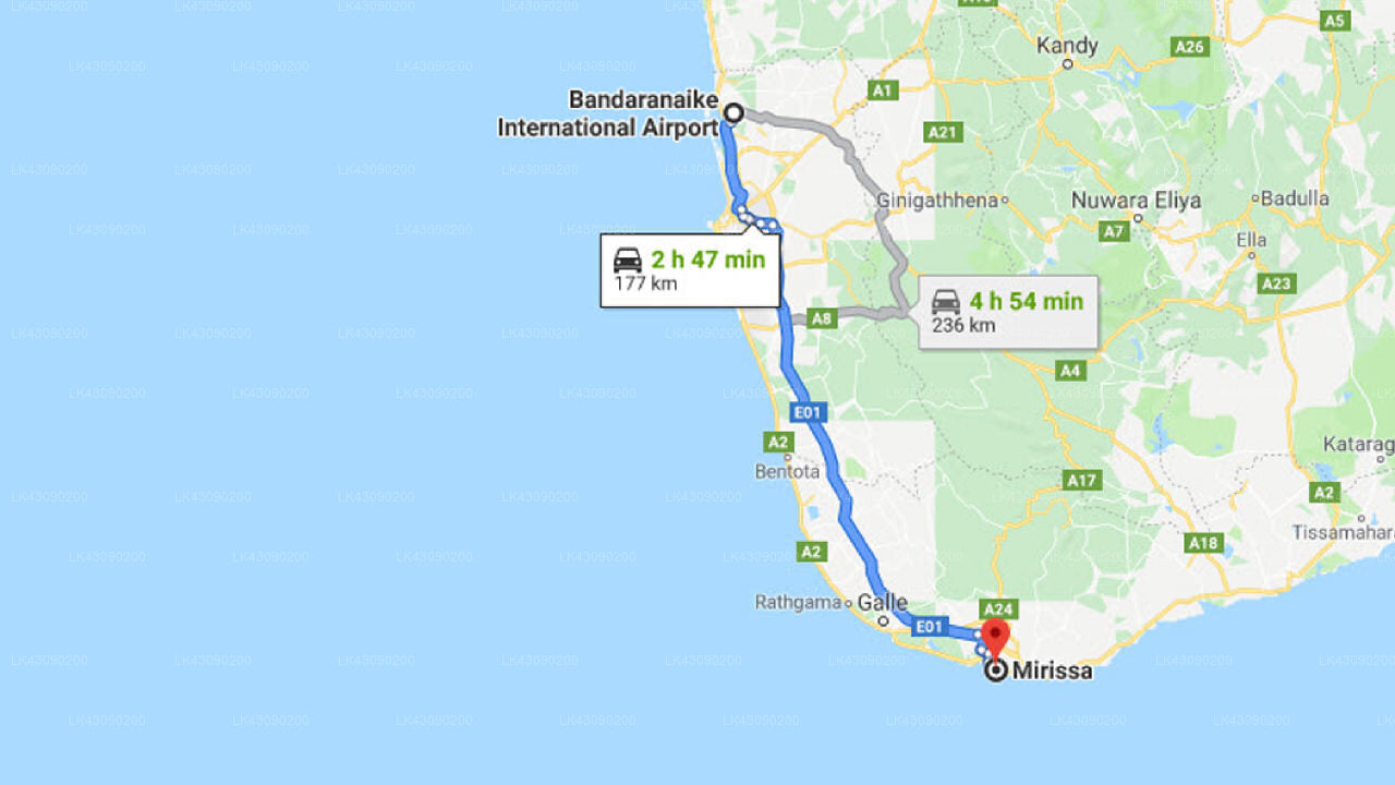 Transfer zwischen dem Flughafen Colombo (CMB) und Shaka Sign Surf, Mirissa