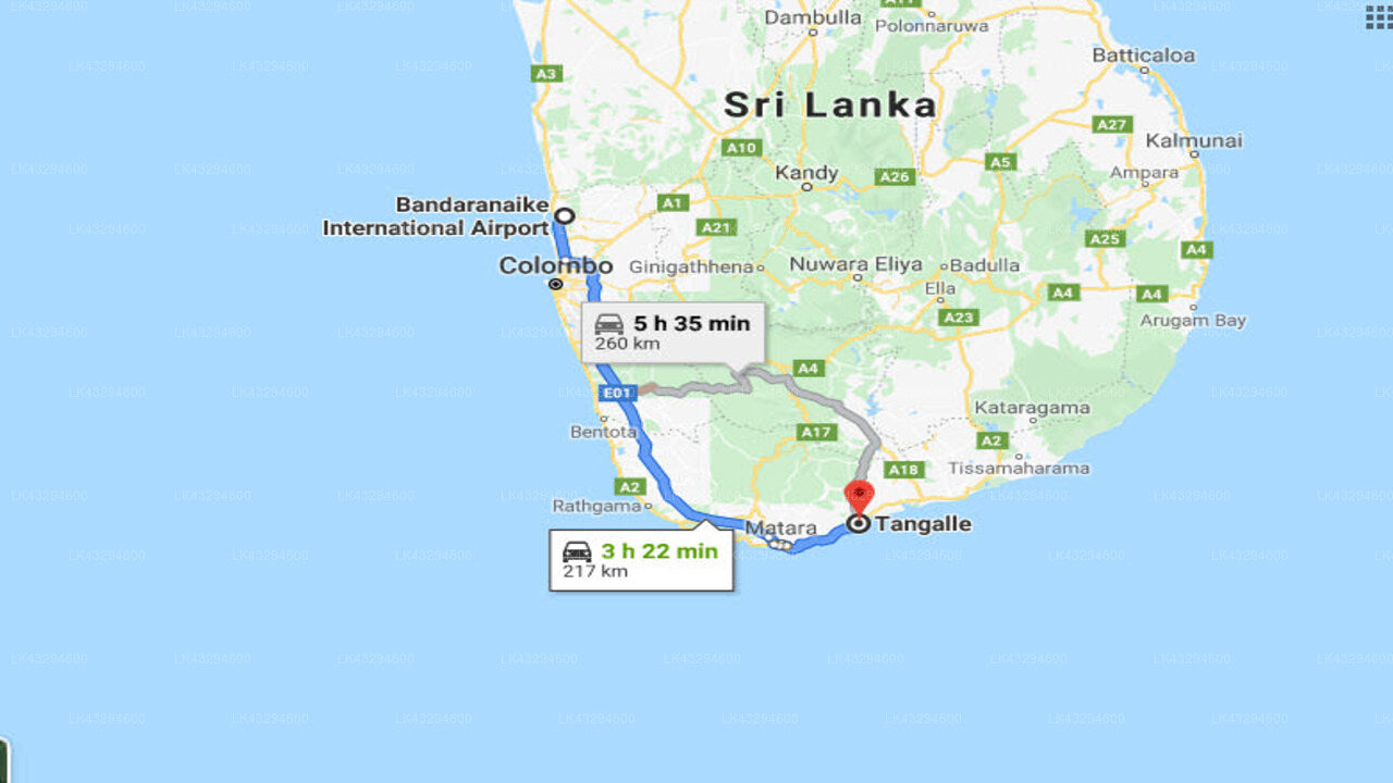Transfer zwischen dem Flughafen Colombo (CMB) und der Villa Lansiya, Tangalle
