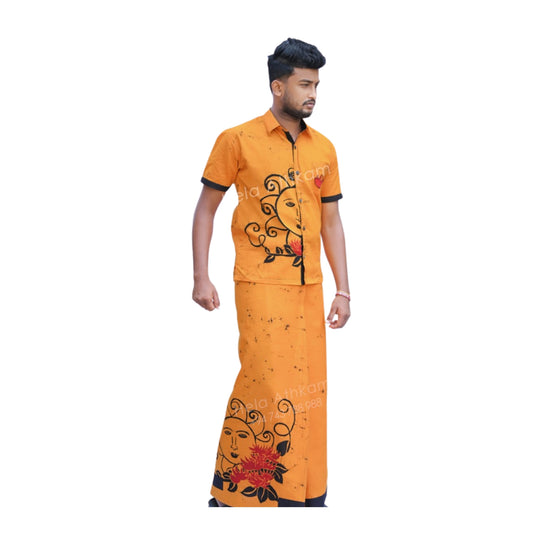 Lakpura® Batikhemd und Sarong (Design AB351)