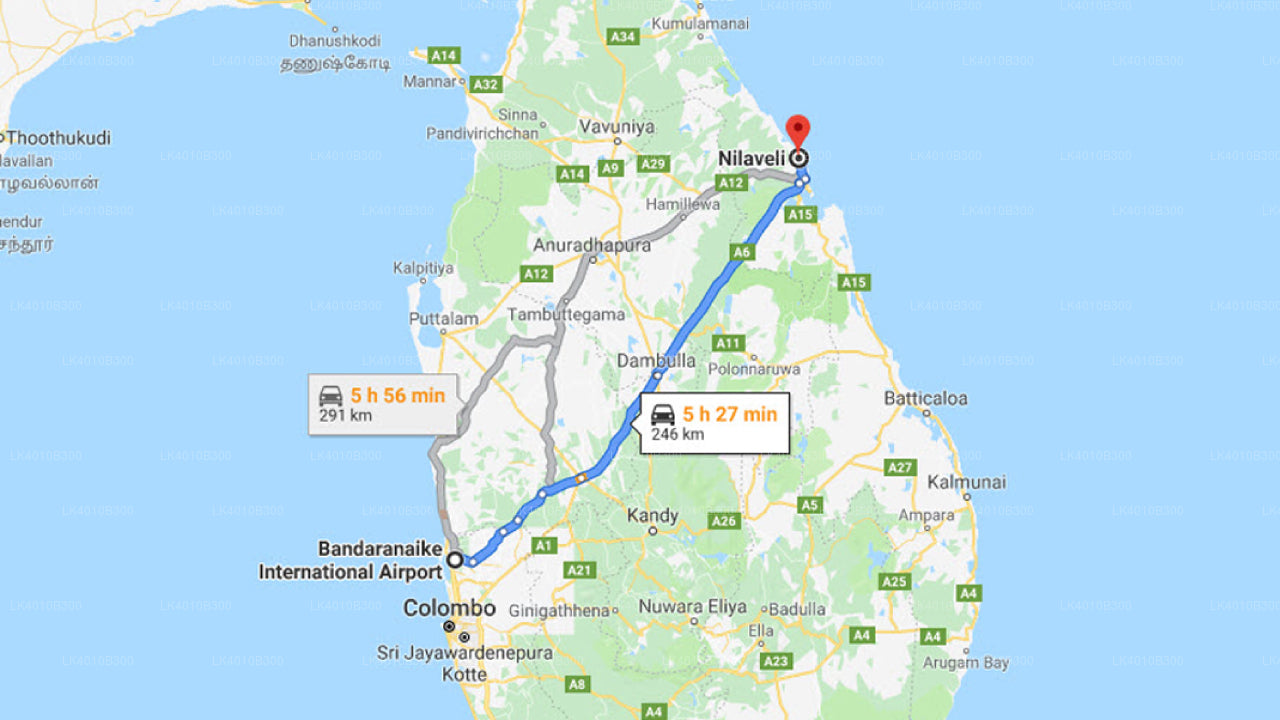 Privater Transfer von Nilaveli City zum Flughafen Colombo (CMB)