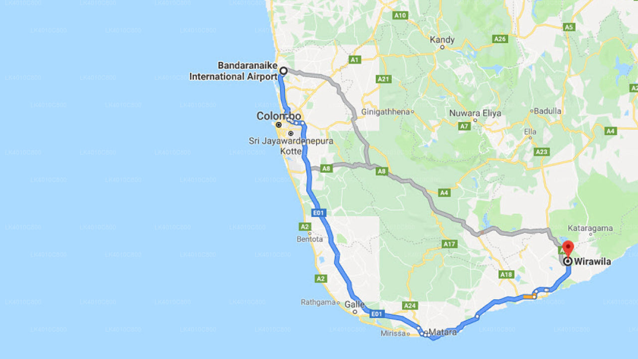 Privater Transfer von Wirawila City zum Flughafen Colombo (CMB)