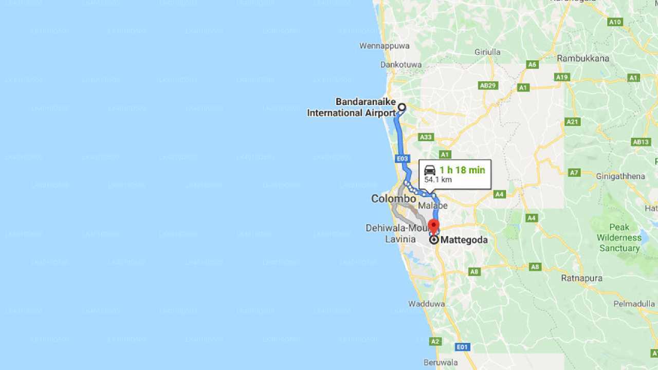 Privater Transfer von Mattegoda City zum Flughafen Colombo (CMB)