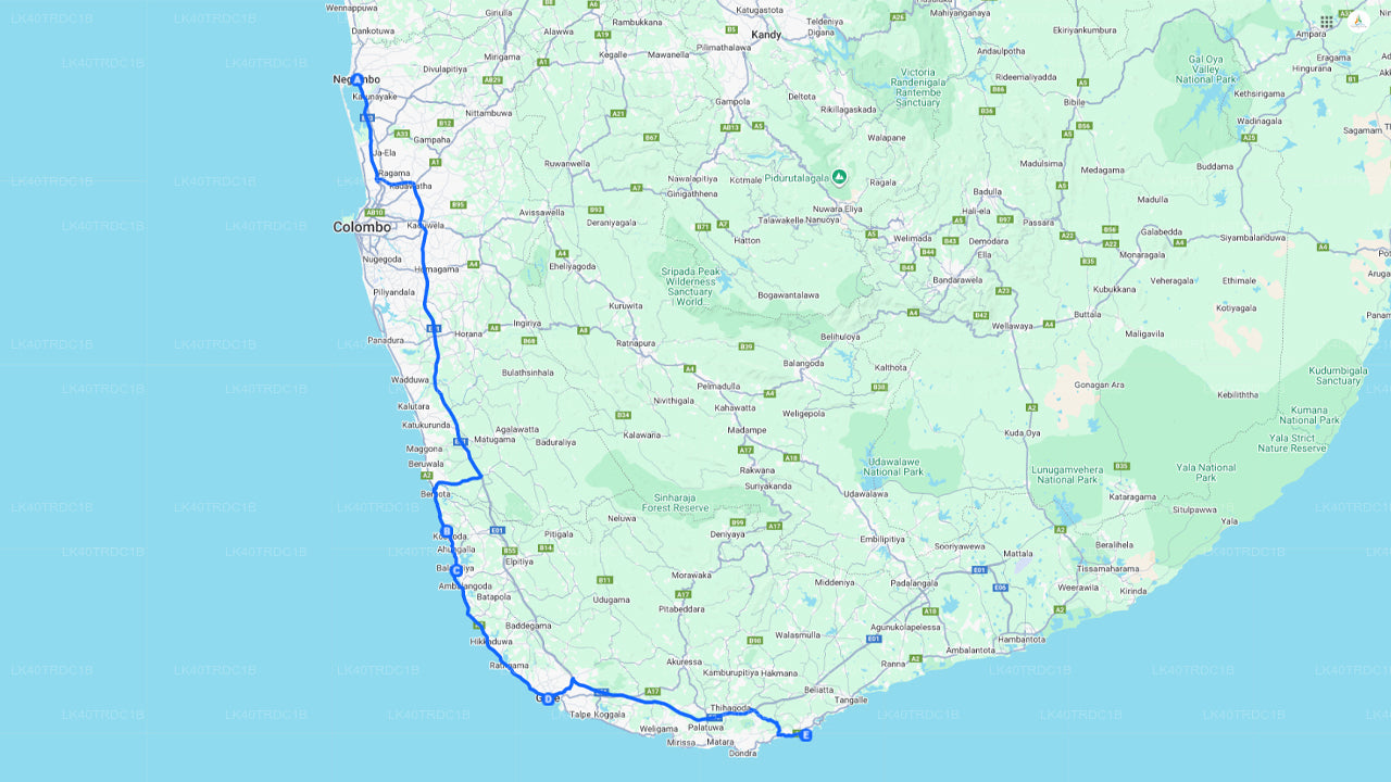 Privater Transfer von Negombo nach Hiriketiya mit Besichtigungsstopps