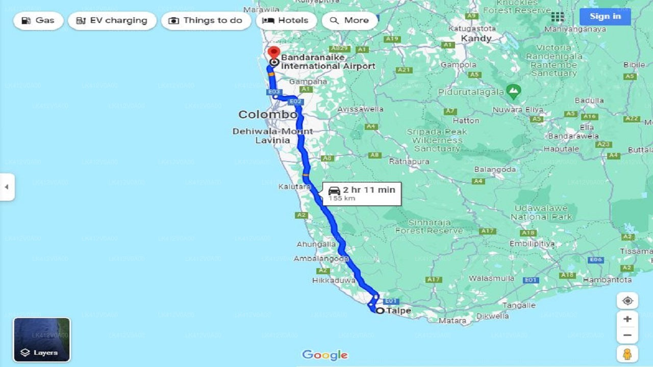 Privater Transfer von Talpe City zum Flughafen Colombo (CMB)