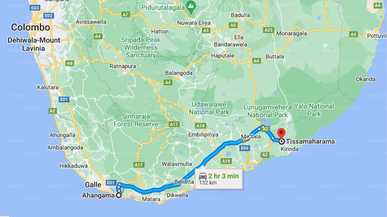 Privater Transfer von Ahangama City nach Tissamaharama City