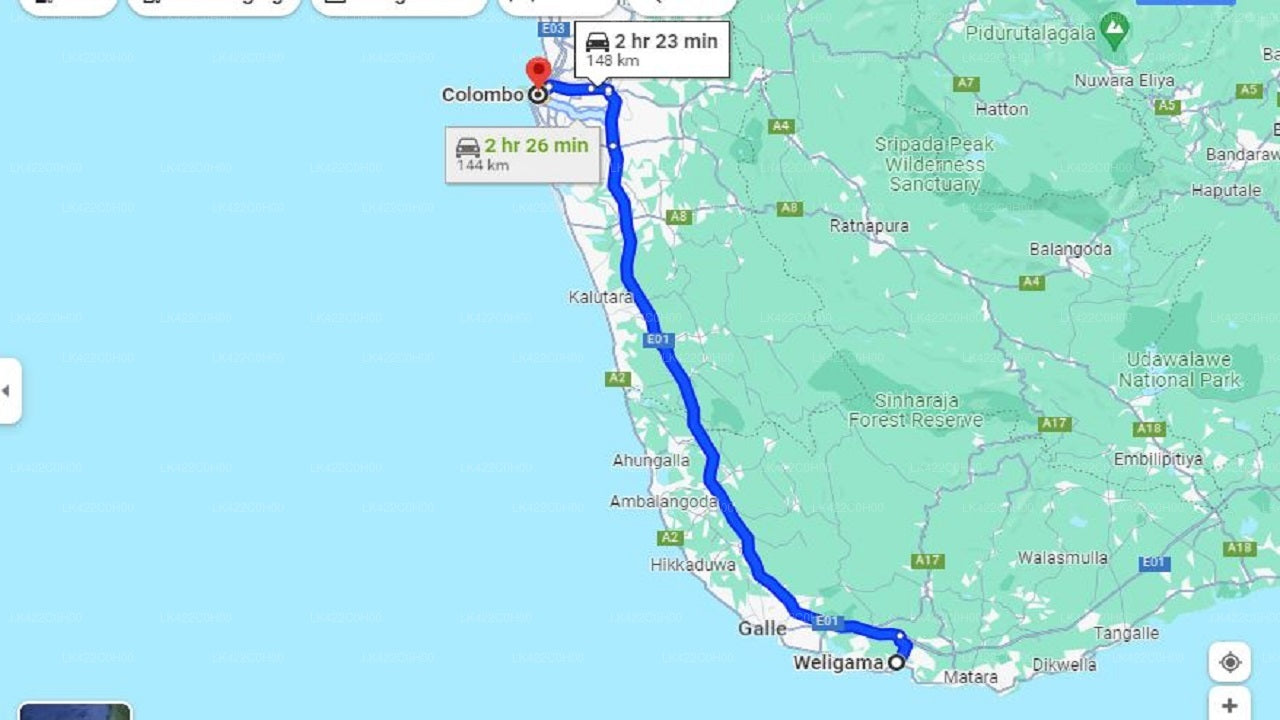 Privater Transfer von Weligama City nach Colombo City