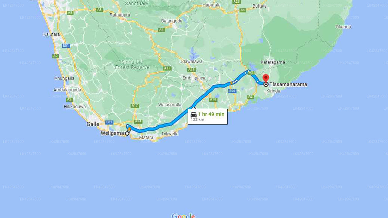 Privater Transfer von Weligama City nach Yala City