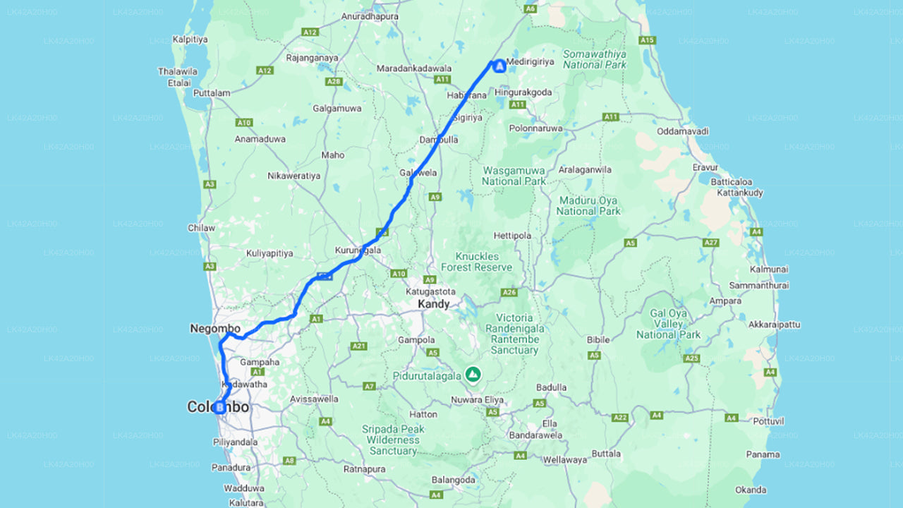 Privater Transfer von Gal Oya City nach Colombo City