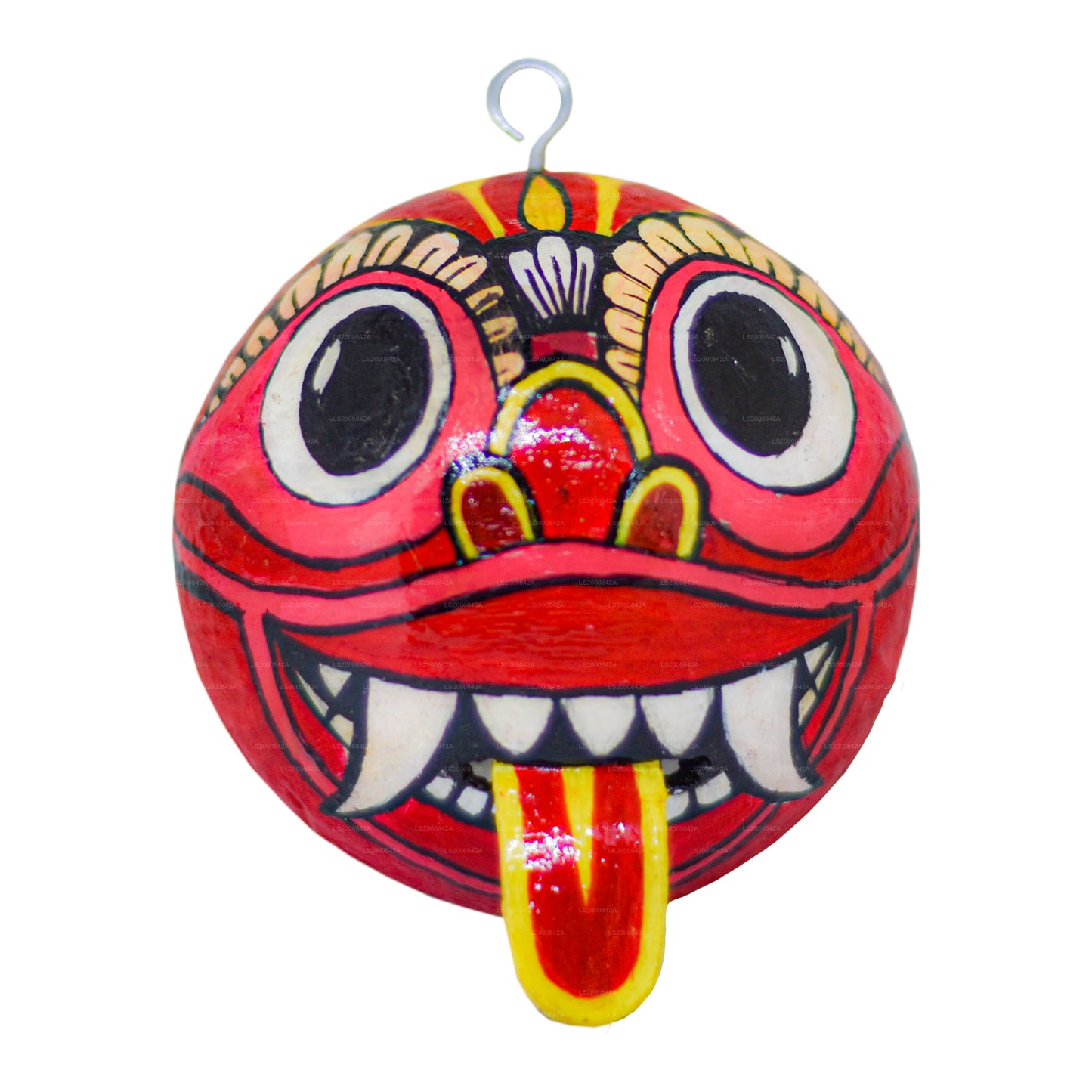 Traditionelle Raksha-Masken aus Sri Lanka (Mayura, Maru, Agni, Naga), bemalt über Kokosnussschalen, 4 Stück