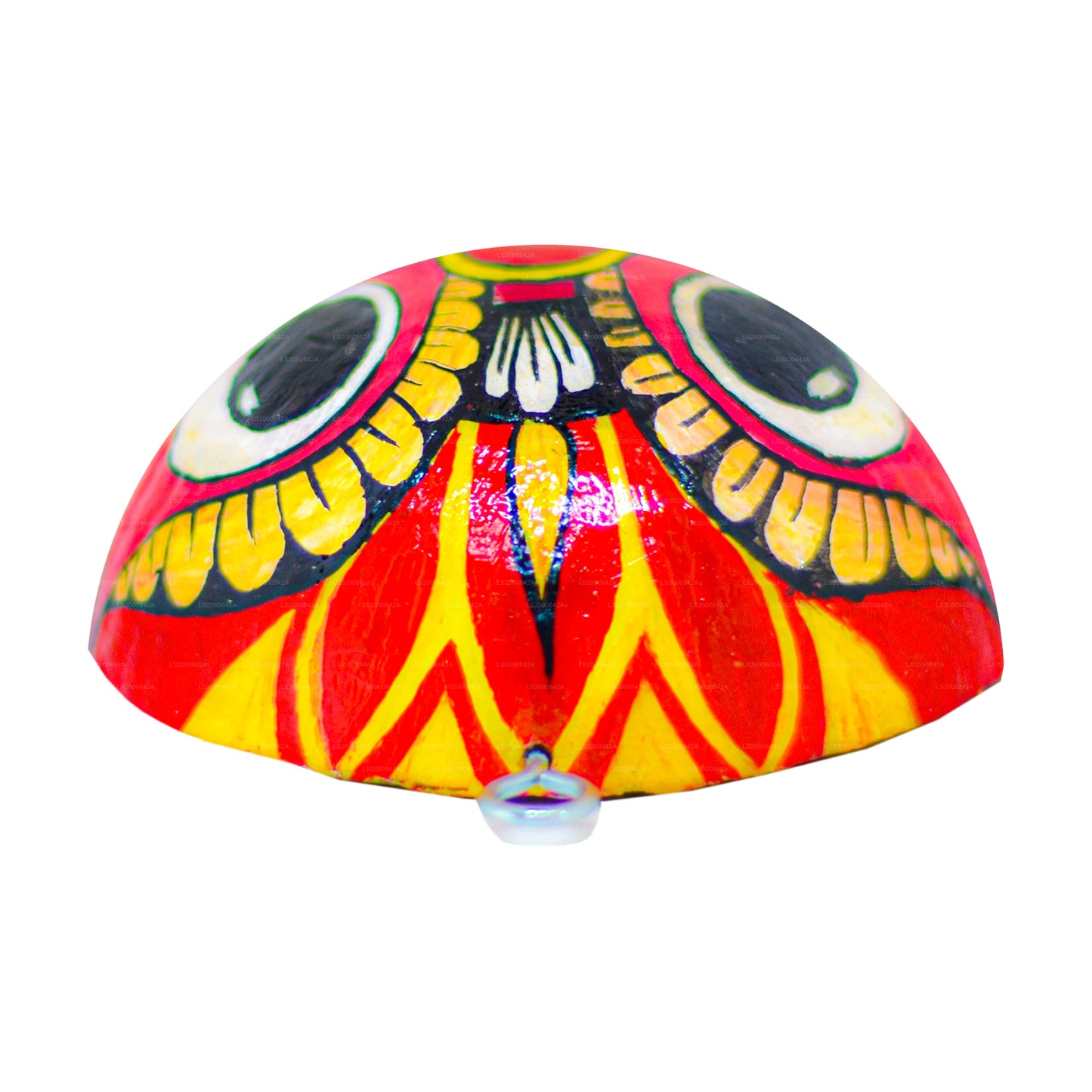 Traditionelle Raksha-Masken aus Sri Lanka (Mayura, Maru, Agni, Naga), bemalt über Kokosnussschalen, 4 Stück