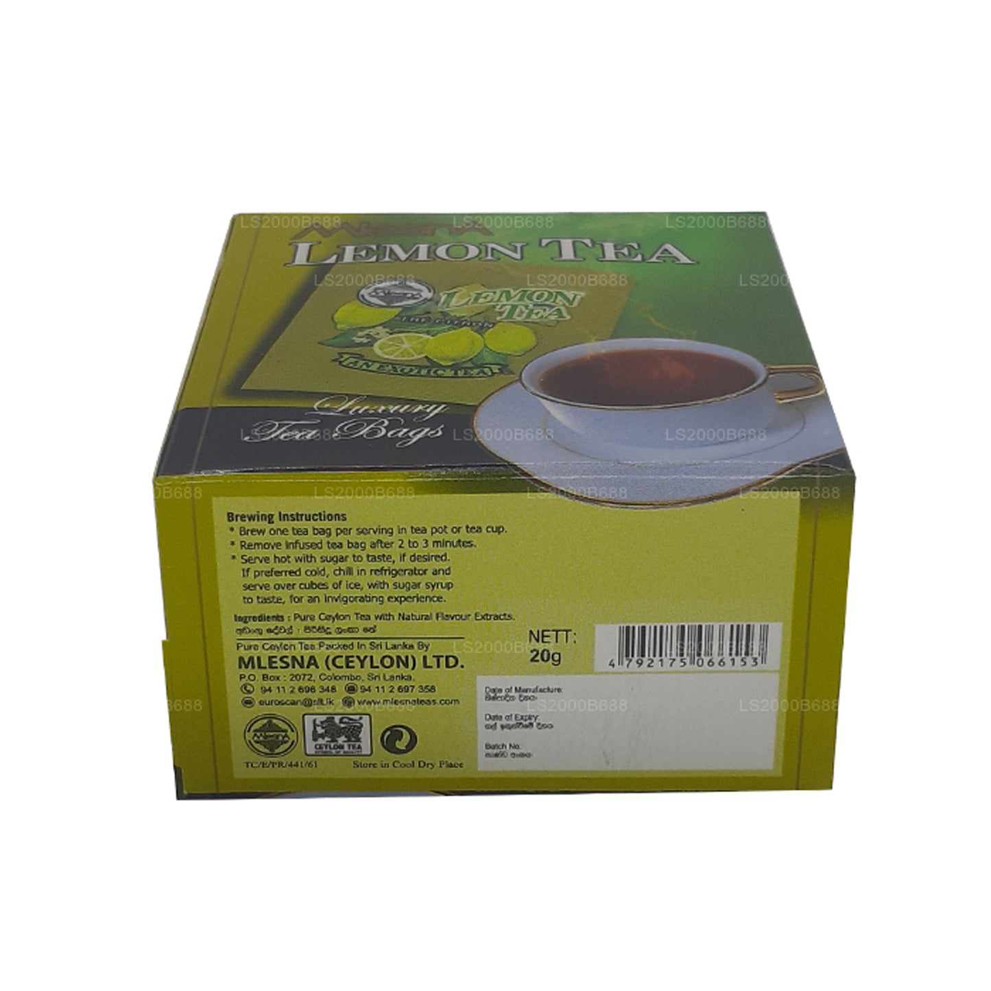 Mlesna Zitronentee (20 g), 10 luxuriöse Teebeutel