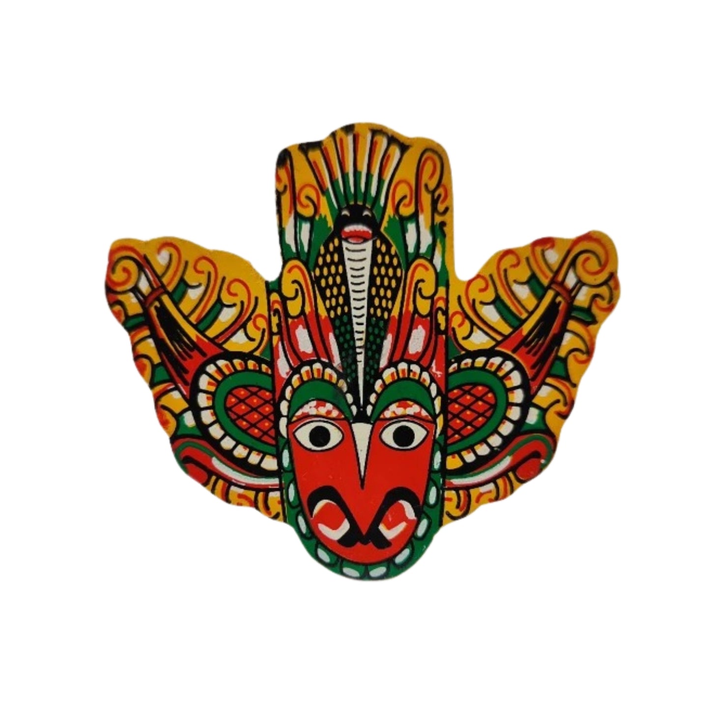 Kühlschrankmagnet mit Gurulu-Raksha-Maske aus Sri Lanka