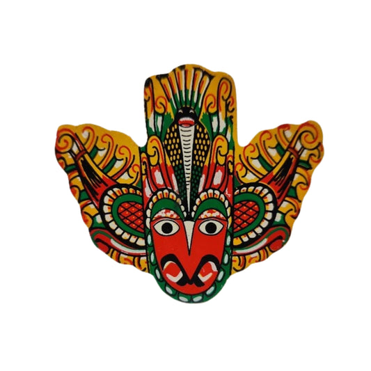 Kühlschrankmagnet mit Gurulu-Raksha-Maske aus Sri Lanka