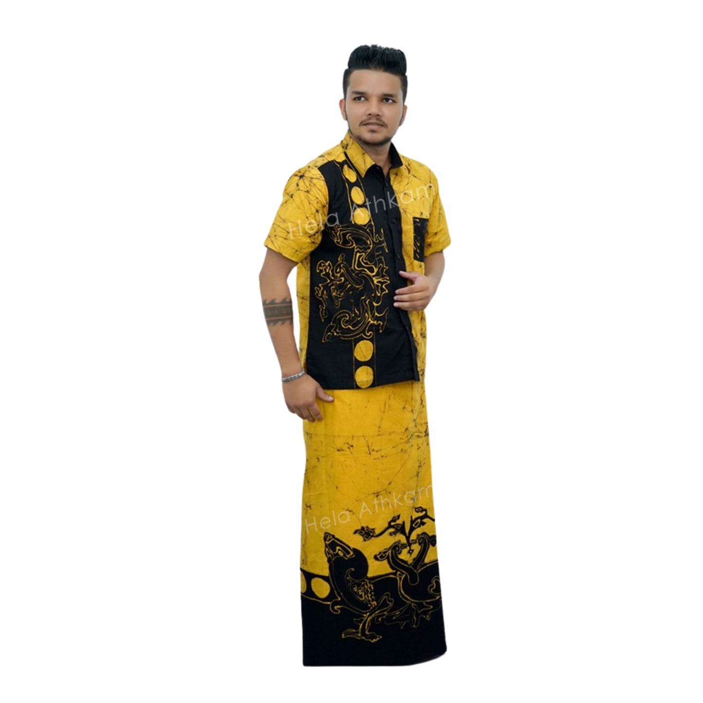 Lakpura® Batikhemd und Sarong (Design AB003)