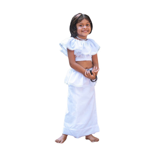 Lakpura Kids Weißer Lamasaree / Halbsari (Design H101)