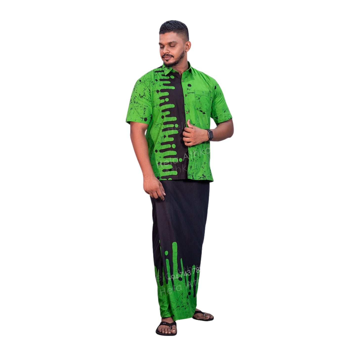 Lakpura® Batik Hemd und Sarong (Design AB222)