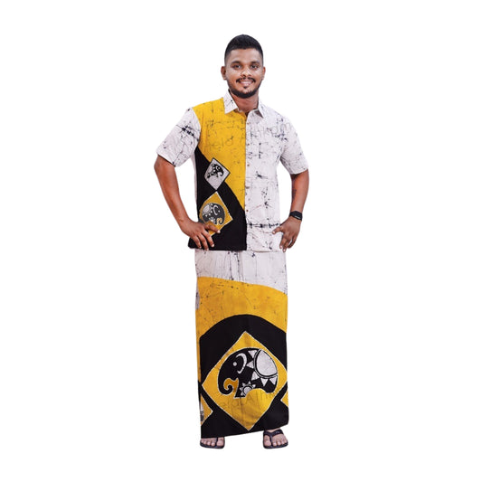 Lakpura® Batikhemd und Sarong (Design AB321)