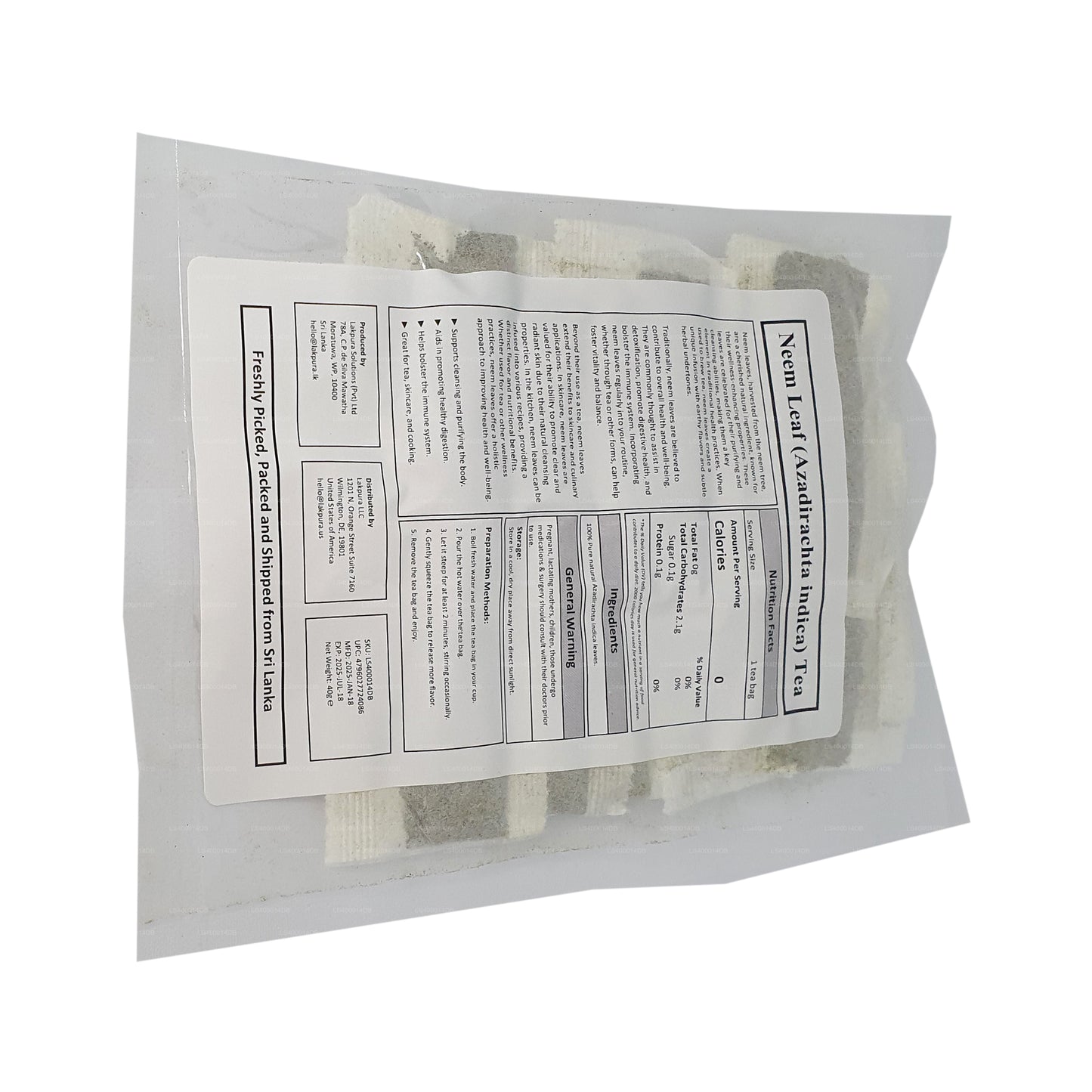 Lakpura Neemblatt-Tee (40 g) 20 Teebeutel