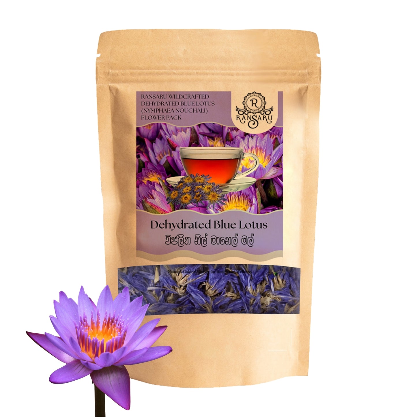 Ransaru Wildcrafted Dehydrated Blue Lotus (Nymphaea Nouchali) Blumenpaket