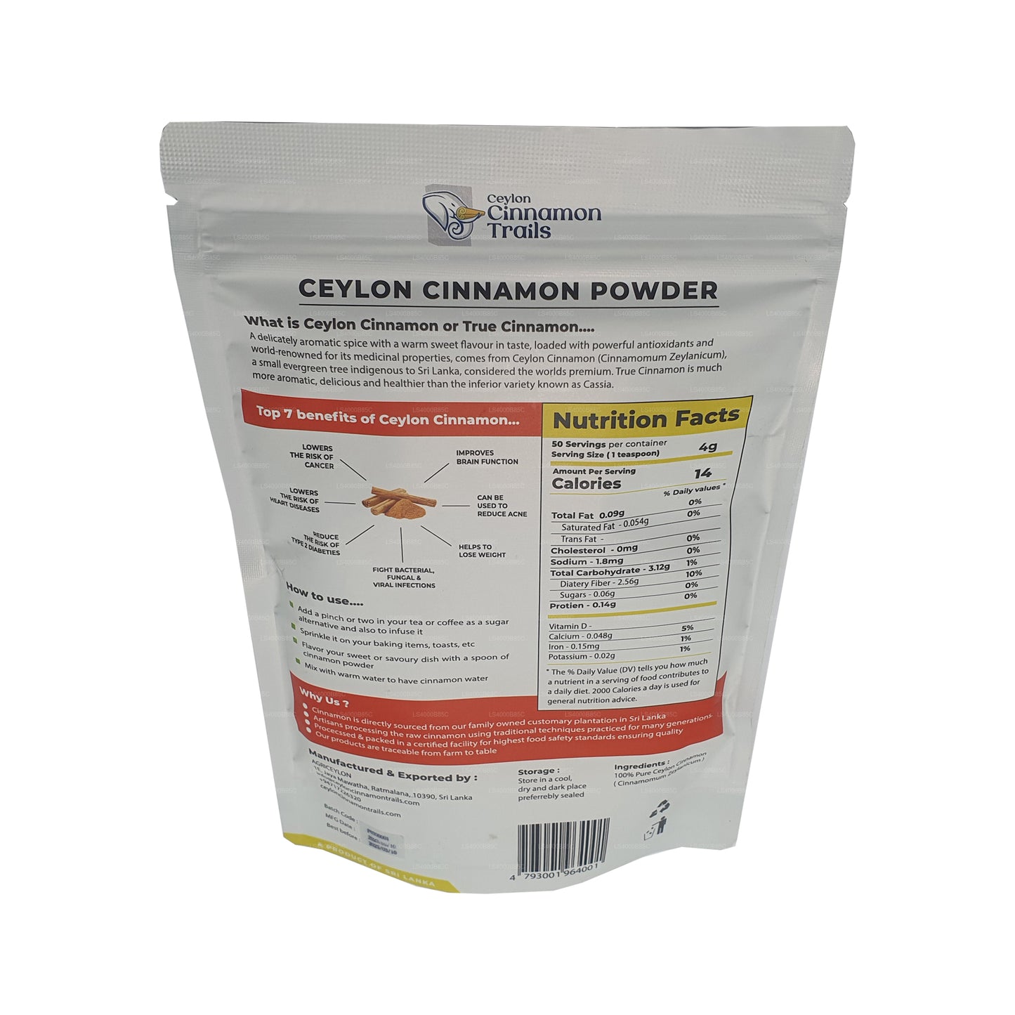 Ceylon Cinnamon Trails Zimtpulver (200 g)