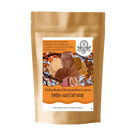 Ransaru Wildcrafted Dehydrated Terminalia Catappa Leaves (Kottamba, Indischer Mandelbaum) Packung