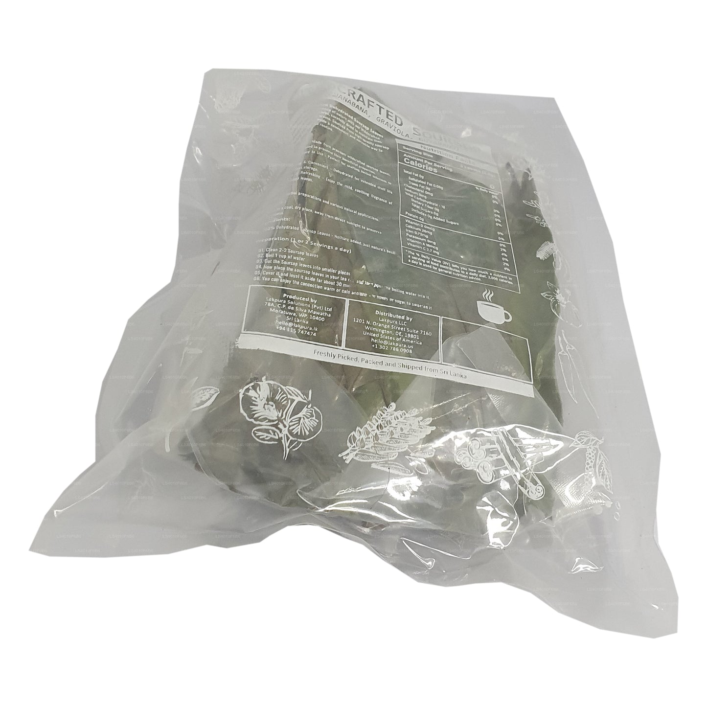 Lakpura® Wild gesammelte Stachelannone (Guanabana, Graviola, Guyabano) – getrocknete Blätter (ganz)
