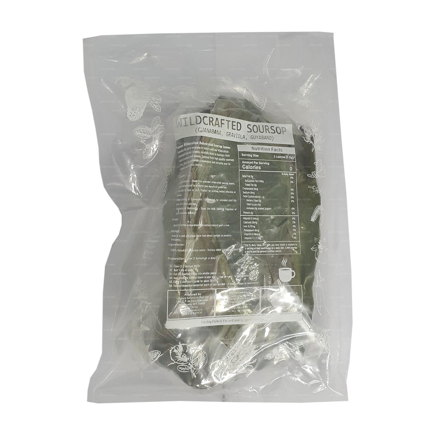 Lakpura® Wild gesammelte Stachelannone (Guanabana, Graviola, Guyabano) – getrocknete Blätter (ganz)