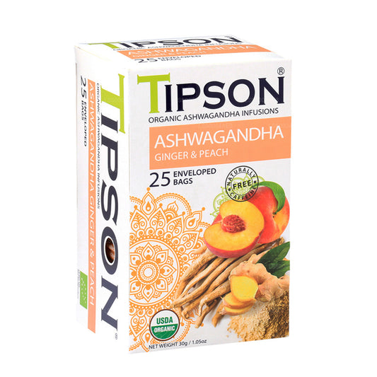 Tipson Tee Bio-Ashwagandha mit Ingwer und Pfirsich (30 g)