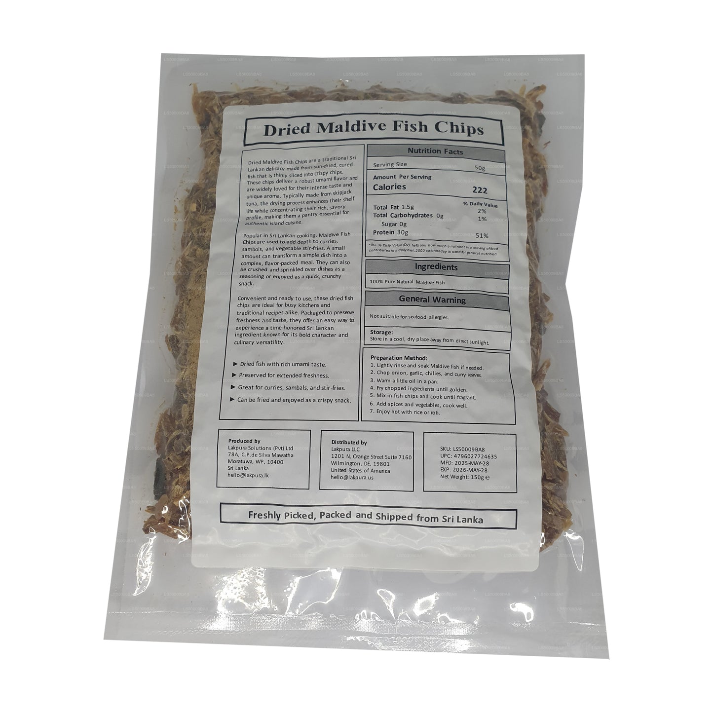 Lakpura Maldive Fischchips (150 g) Packung