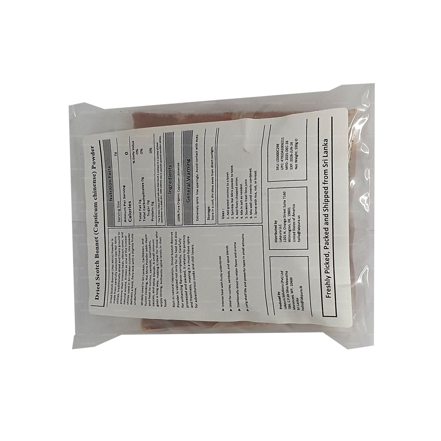 Lakpura® Scotch Bonnet (Nai Miris) Powder