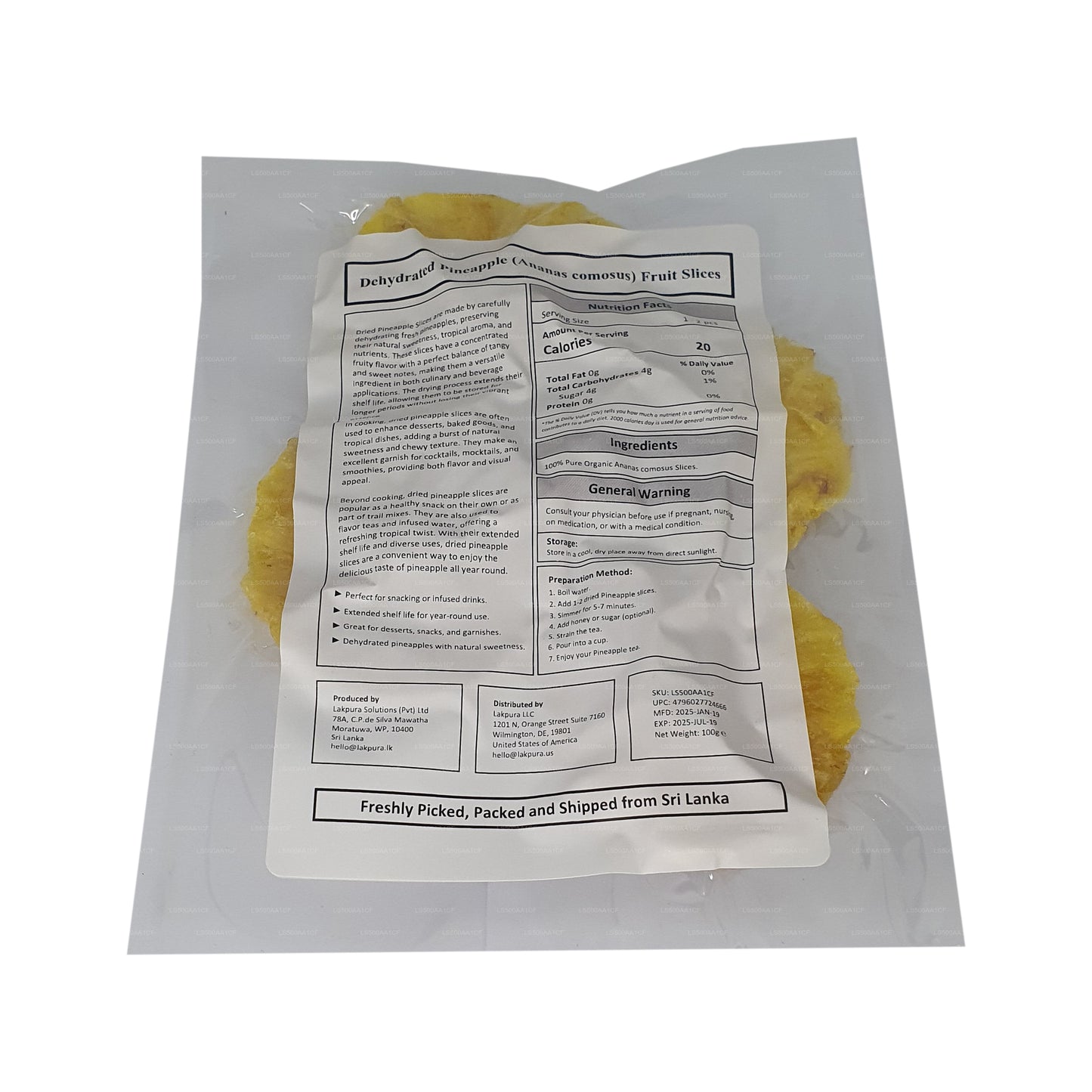 Lakpura Dehydrierte natürliche Ananas-Fruchtscheiben